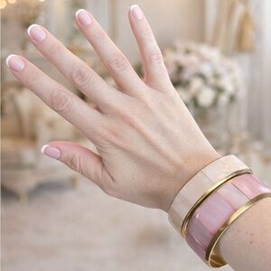 Pink and Cream Bangle Bracelets